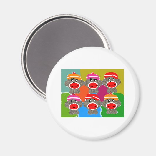 Socken Affen Pop Kunst - Kunstgeschenke Magnet (Vorderseite/Rückseite)
