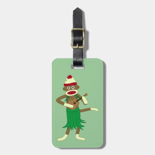 Socken-AffeUkulele Gepäckanhänger (Vorderseite vertikal)