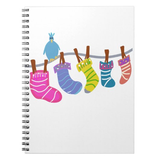 Socken an der Wäscheleine Notizblock (Vorderseite)