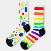 Socken aus weißem Regenbogen/Streifen-Crew (Linkes Detail)