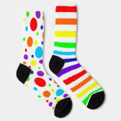 Socken aus weißem Regenbogen/Streifen-Crew (Rechts)