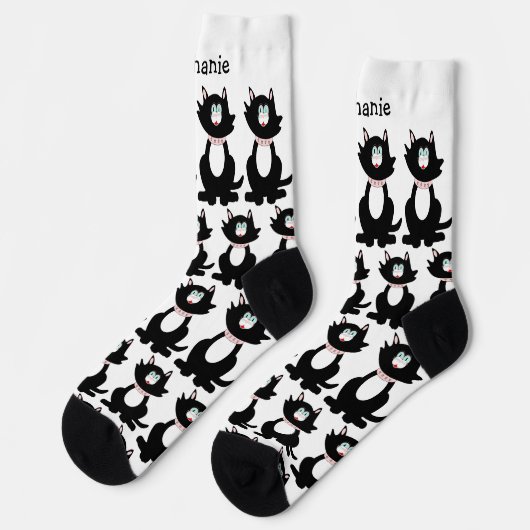 Socken Black Cat Design (Linkes Detail)