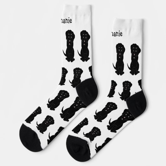 Socken Black Labrador Dog Design (Linkes Detail)