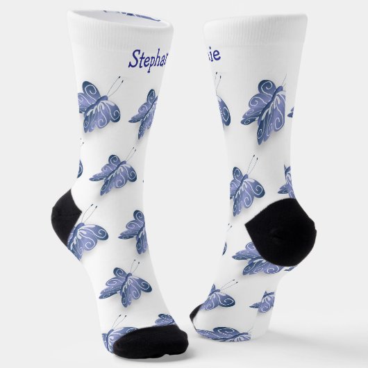Socken Blue Butterfly Design (Gewinkelt)