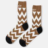 Socken Braun Zickzack-Design (Linkes Detail)