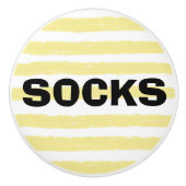 Socken Gelbe weiße Wasserfarben Streifen Keramikknauf (Vorderseite)