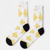 Socken gelbes Schmetterlingsdesign (Linkes Detail)