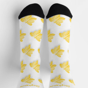 Socken gelbes Schmetterlingsdesign