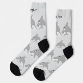 Socken Graues Delfin-Design (Linkes Detail)