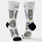 Socken Graues Eulen-Design (Gewinkelt)
