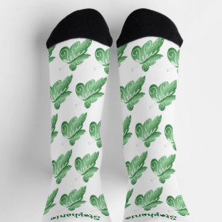 Socken Green Butterfly Design