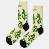 Socken Grüner Drachen-Design (Linkes Detail)