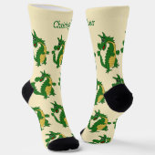 Socken Grüner Drachen-Design (Gewinkelt)