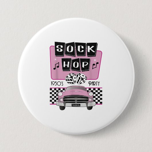 Socken Hop Dance Kostüm Retro 50er Pink Rocka der Button (Vorderseite)