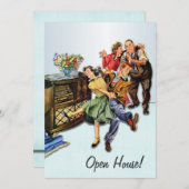 Socken-Hopfenoffenes Haus-Party-Gewohnheit Retro Einladung (Vorne/Hinten)