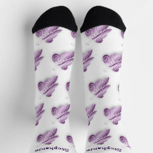 Socken Lila Schmetterlingsdesign