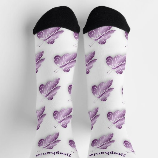 Socken Lila Schmetterlingsdesign (Oben)