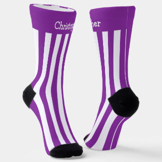 Socken, Lila und weiß Streifen Socken