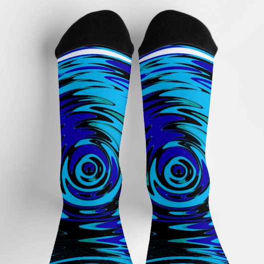 Socken mit blauer und schwarzer Crew mit Abstrakte (Oben)