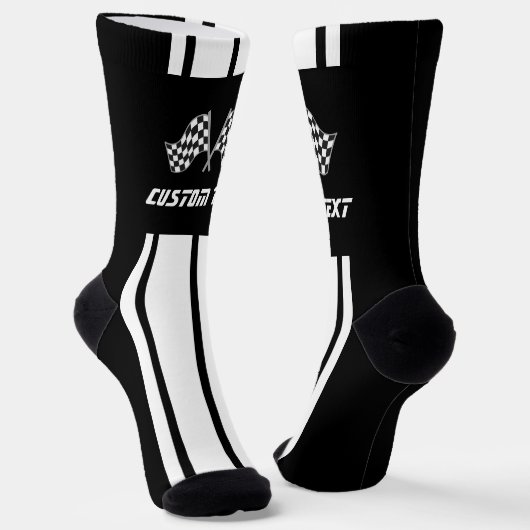 Socken mit doppeltem weißen Streifen Racing Flags (Gewinkelt)