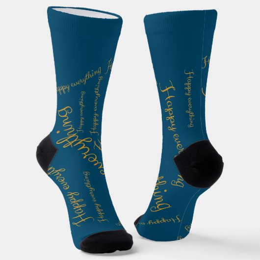 Socken mit goldener Schrift Happy Everything (Gewinkelt)