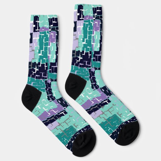 Socken mit Lila und schwarzem Abstraktem Muster (Rechts)