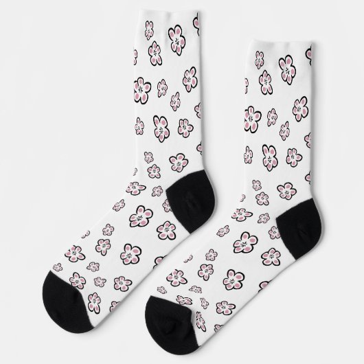 Socken mit rosa Blumenmotiv (Linkes Detail)