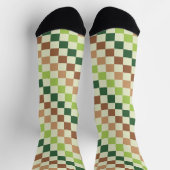 Socken mit saurem grün-schwarzen Schachbrettmuster (Oben)