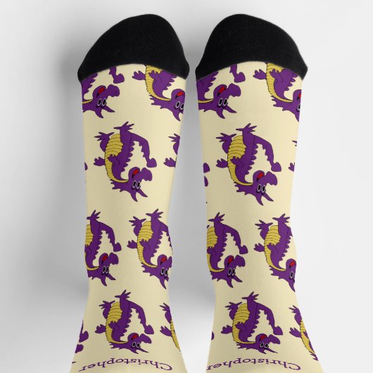 Socken mit violettem Drachen-Design (Oben)