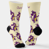 Socken mit violettem Drachen-Design (Gewinkelt)
