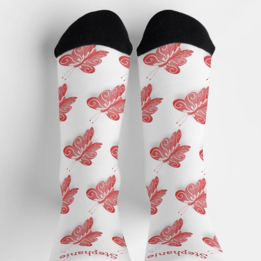 Socken Red Butterfly Design (Oben)