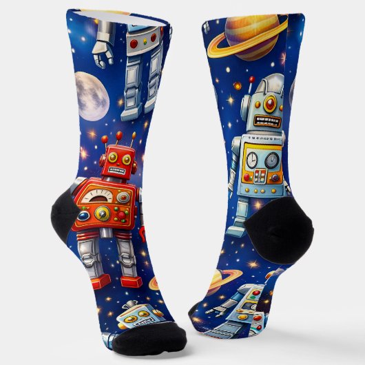 Socken Roboter Exploration, kosmische Kunst (Gewinkelt)