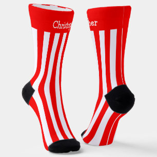 Socken, rot und weiß Streifen Socken