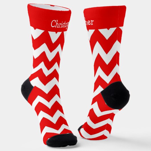 Socken Rot Zick-Zack-Design (Gewinkelt)