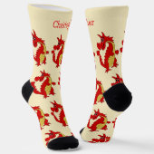 Socken rotes Drachen-Design (Gewinkelt)