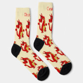 Socken rotes Drachen-Design (Rechts)