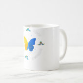 Socken-Schmetterling am Himmel Kaffeetasse (VorderseiteRechts)