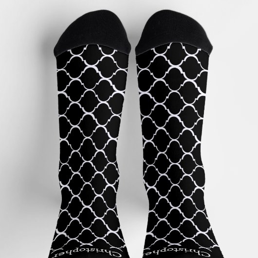Socken Schwarz Marokkanisches Musterdesign (Oben)