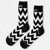 Socken Schwarz-Weiß-Zickzack-Muster (Linkes Detail)