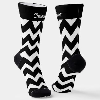 Socken Schwarz-Weiß-Zickzack-Muster