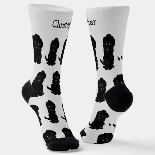 Socken Schwarzes Goldendoodle-Design (Gewinkelt)