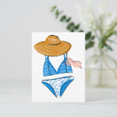 Socken Sie die Sonne hoch - Blue Swimsuit Postkarte (Stehend Vorderseite)