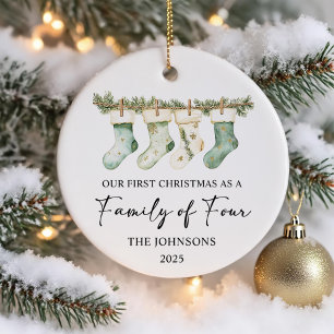 Socken Weihnachten als Familie von Vier Keramik Ornament