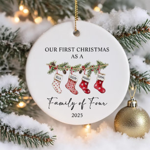 Socken Weihnachten als Familie von Vier Keramik Ornament
