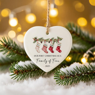 Socken Weihnachten als Familie von Vier Keramik Ornament