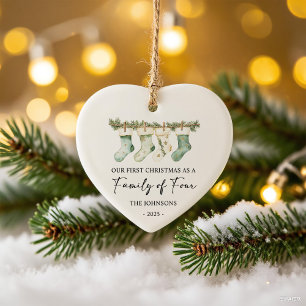 Socken Weihnachten als Familie von Vier Keramik Ornament