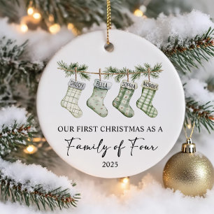 Socken Weihnachten als Familie von Vier Keramik Ornament