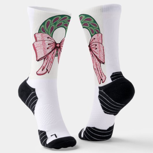 Socken. Weihnachtskranz-Design Socken (Gewinkelt)