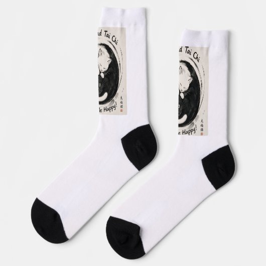 Socken zeigen, dass Katzen und Tai Chi dich glückl (Linkes Detail)