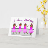 Sockenaffe "I LIEBE BALLET" Karte (Gelbe Blume)